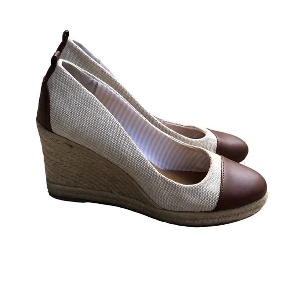 GH Bass Womens Kaitlyn Espadrille Wedge Heel Sz 8.5 M Ivory/Brown Shoes - Picture 5 of 15